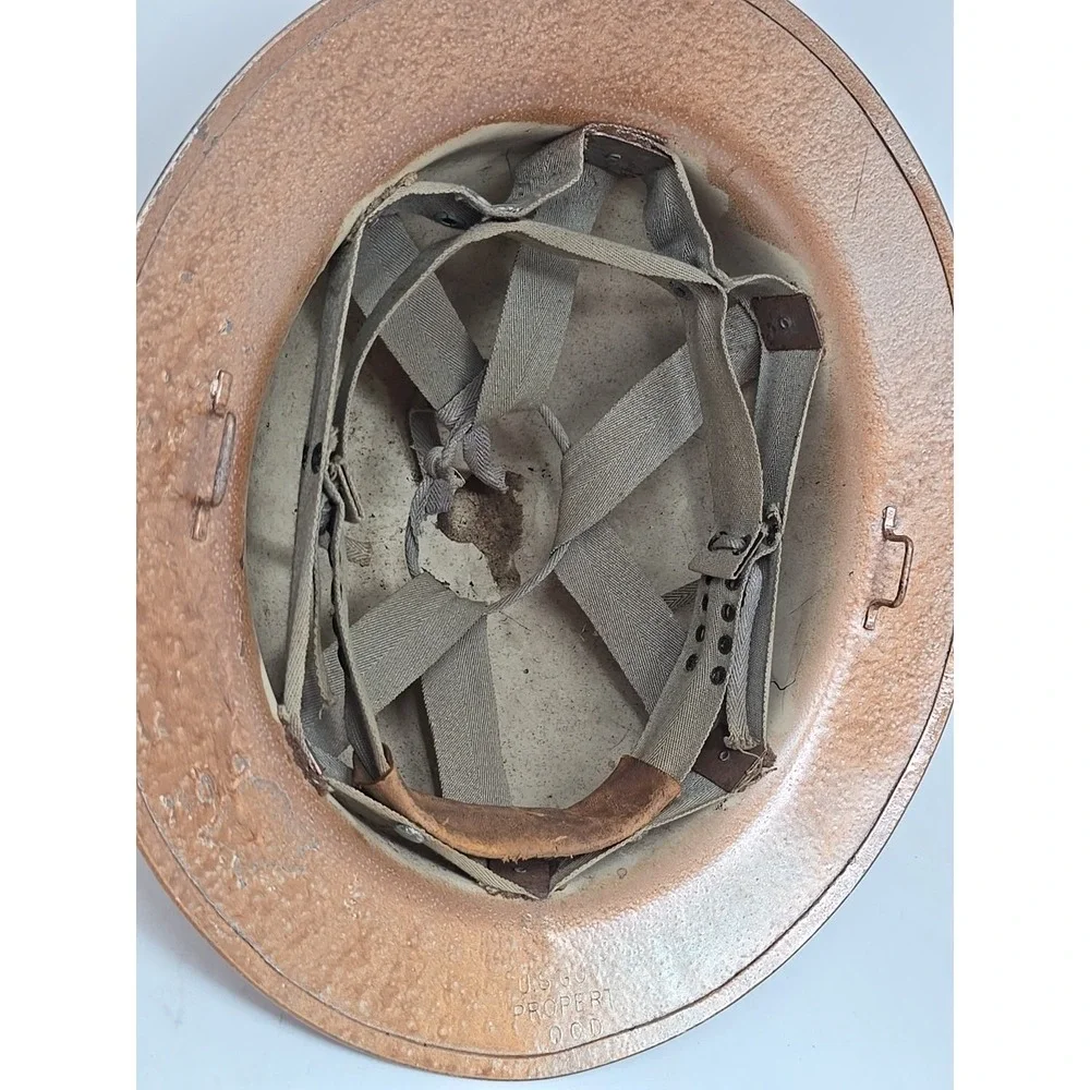 Original WWII US Civil Defense OCD Steel Helmet Movie Prop, Display, Collect H2